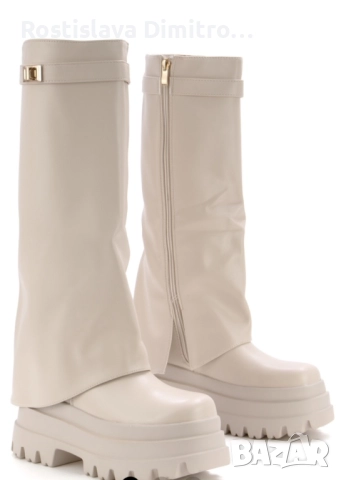 Бежови ботуши, снимка 3 - Дамски ботуши - 52452107