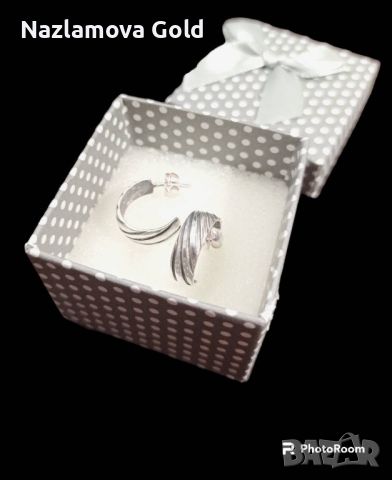 Сребърни обеци с винтчета и безплатна кутийка за подарък, снимка 1 - Обеци - 45200844