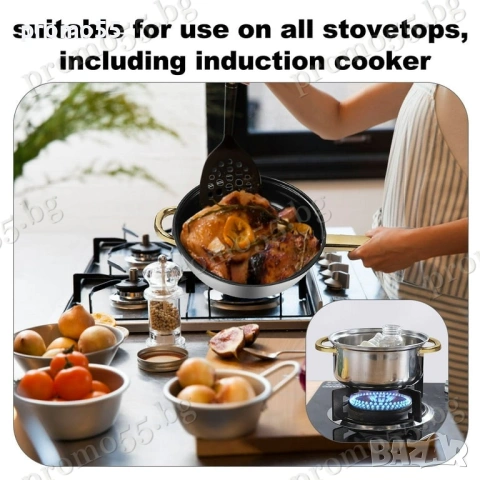 Комплект Тенджери за Готвене от 12 Части за Всички Видове Котлони, снимка 11 - Прибори за хранене, готвене и сервиране - 53868855