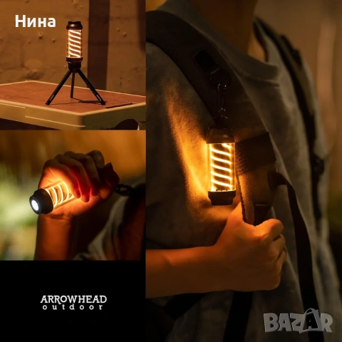 Многофункционална лампа с мини статив, зареждаема с USB, снимка 6 - Настолни лампи - 53487186