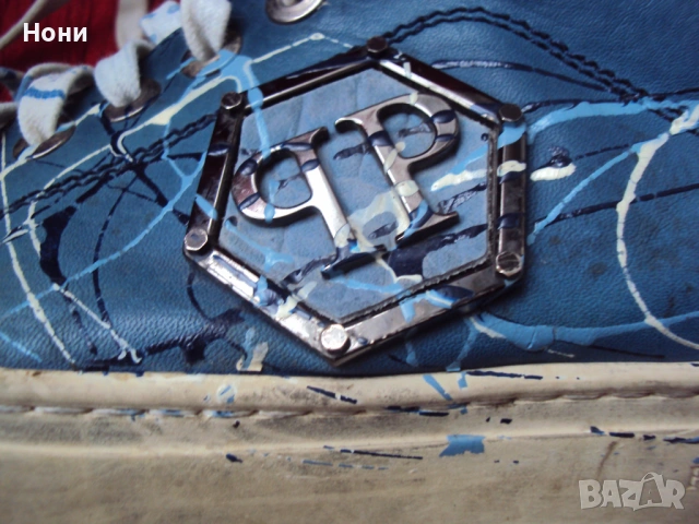 Philipp plein сини кецове тип маратонка с цвят Denim, снимка 5 - Маратонки - 23623783