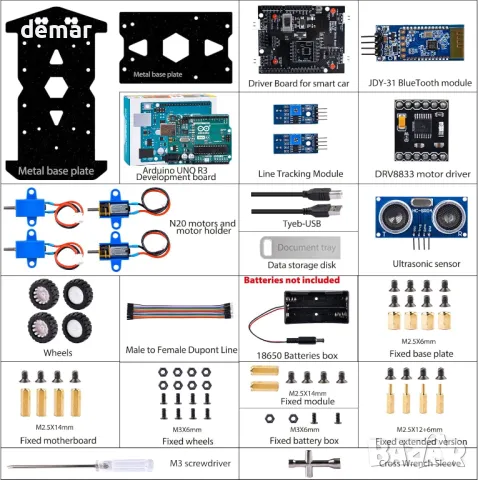 GeeekPi Smart Robot Car Kit Съвместим с Arduino IDE с UNO R3 Board, снимка 9 - Друга електроника - 46993250