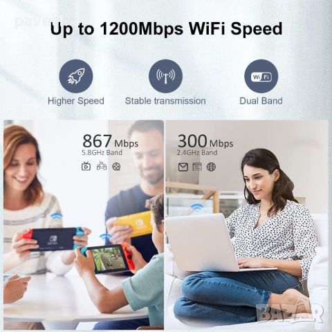 1200M WiFi Extender/Безжичен интернет усилвател Dual-Band 2.4 & 5.8GHz, снимка 2 - Друга електроника - 45819669