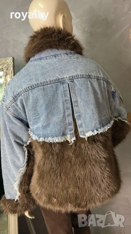 Дамско Зимно Яке Деним Парка, снимка 4 - Якета - 52183145