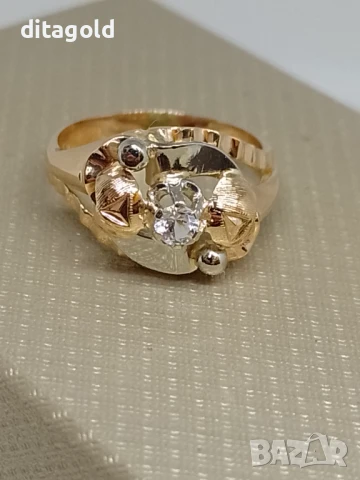 Розово злато 18К, пръстен с естествен бял топаз, 5.40 гр 18К цена 870 лв, снимка 1