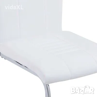 vidaXL Конзолни трапезни столове, 6 бр, бели, изкуствена кожа(SKU:278835), снимка 4 - Столове - 48725497