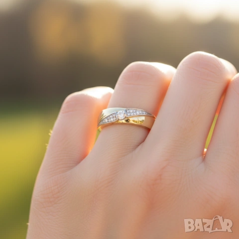Нов Златен Пръстен с 0.25кт Естествени Брилянти , снимка 4 - Пръстени - 40090438