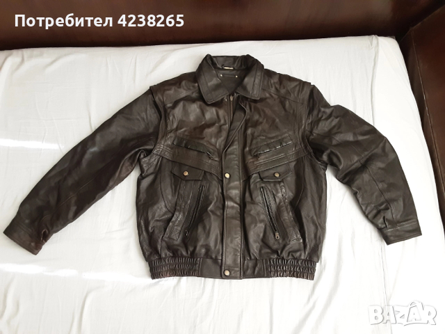 кожено яке - естествено кожа, черно, свалящи се ръкави