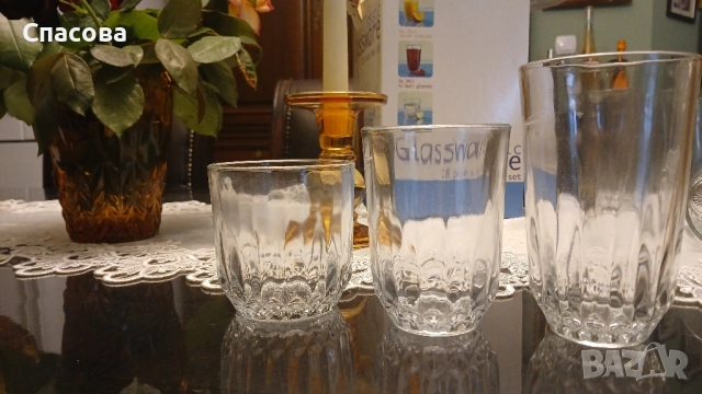 НОВ сервиз от 18 бр. практични и красиви стъклени чаши. В кашон., снимка 5 - Чаши - 51931922