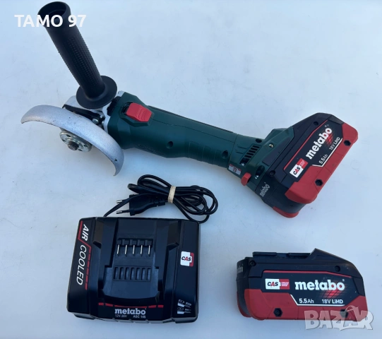 METABO W 18 LT BL 11-125 - Безчетков ъглошлайф 2x18V 5.5Ah като нов!
