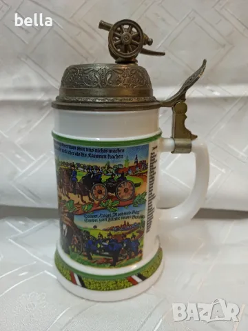 Стара немска халба BMFN W.Germany в горният край с оръдие което е латерна