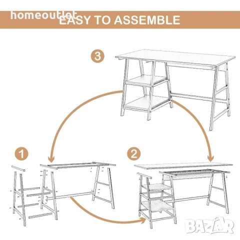 ПРОМОЦИЯ Офис бюро с отворени рафтове за съхранение DX-233-120OK, снимка 5 - Бюра - 53085659