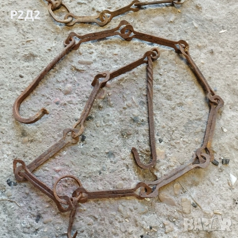 стари ковани вериги за огнище , снимка 3 - Антикварни и старинни предмети - 53134232