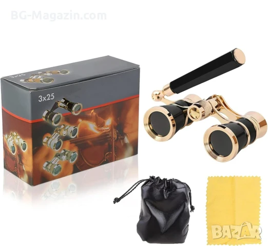 Луксозен театрален бинокъл с дръжка за театър опера концерти подарък реквизит балет 3×25 мощен, снимка 4 - Други ценни предмети - 50931354