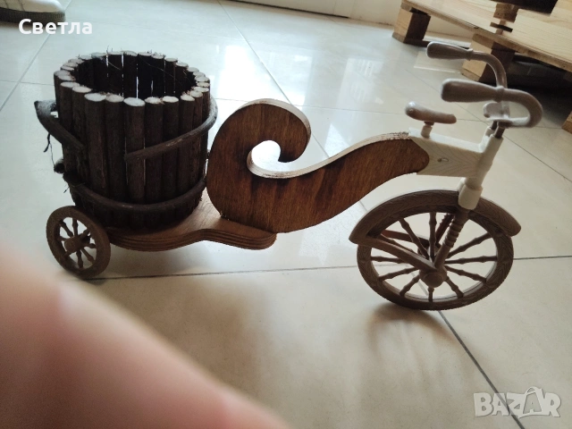 дървена триколка , снимка 3 - Декорация за дома - 53353054