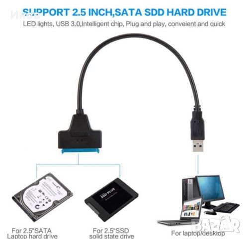 Нов кабел Sata To USB 3.0. преобразувател за хард диск, снимка 1 - Кабели и адаптери - 45675341