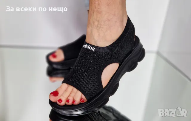 Adidas Дамски Черни Блестящи Сандали Адидас Код P608, снимка 3 - Сандали - 50428051