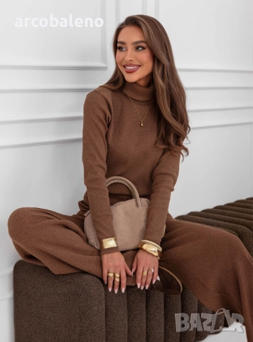 Дамски комплект от две части от блуза с поло яка и широки панталони Kimbree, 4цвята , снимка 6 - Комплекти - 52250902