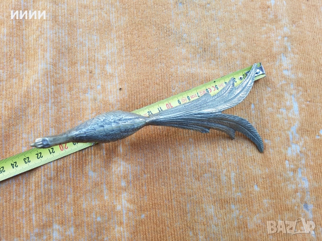 Посребрена пластика статуетка паун, снимка 5 - Антикварни и старинни предмети - 53945412