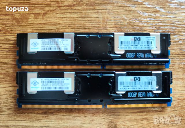 рам памет  сървърна 2 x 1GB (2GB) Nanya NT1GT72U8PB0BN-3C Memory SDRAM ECC PC2-5300F-555 11-B4, снимка 1 - RAM памет - 46583251