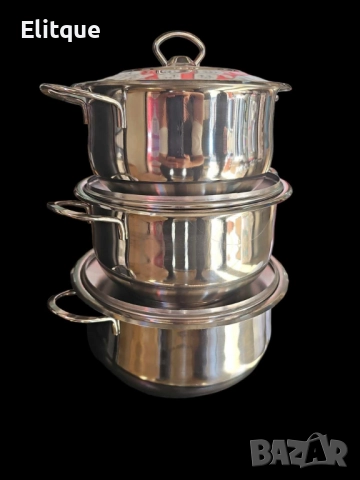 Комплект от три тенджери ИНОКС AREA с турско качество , снимка 3 - Съдове за готвене - 52903912