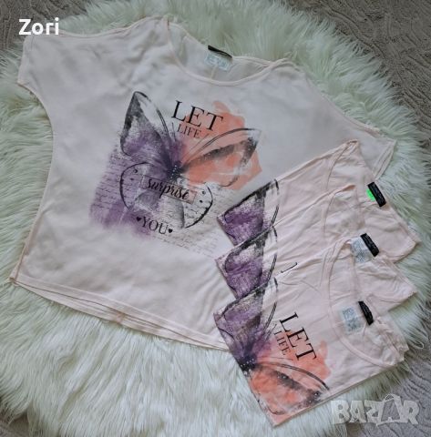 СУПЕРТЪНИЧКА и МНОГО ЛЕКА блуза с отворени рамене в блед розов цвят , снимка 8 - Тениски - 46412434