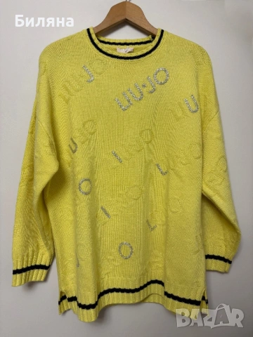 Оригинален Liu Jo дамски жълт пуловер с камъни-чисто нов с етикети ,S, снимка 2 - Блузи с дълъг ръкав и пуловери - 53451613