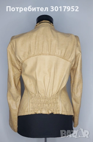 Дамско яке от естествена кожа, цвят бежов размер -S, снимка 4 - Якета - 53560480