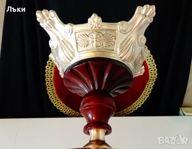 Посребрен поднос,плато на два етажа 47 см., 1.9 кг.,рози,барок. , снимка 9 - Антикварни и старинни предмети - 51826703