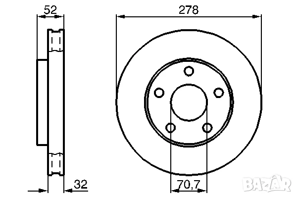Диск спирачен преден дeсен/ляв за BUICK,CADILLAC,CHEVROLET № O1361V, снимка 3 - Части - 50713130