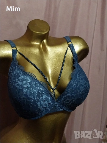 Sapph 85 E Син дантелен сутиен с мъниста , снимка 8 - Бельо - 53128461