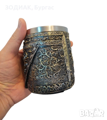 Стоманена ЧАША с декорация / ЧЕРЕП, снимка 3 - Декорация за дома - 28297415