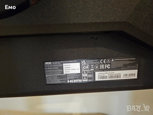 AOC Monitor 27inch 2K 180Hz, снимка 5 - Монитори - 52361884