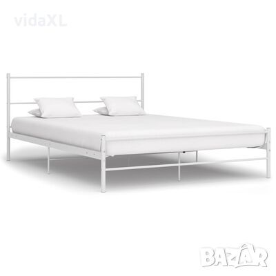 vidaXL Рамка за легло, бяла, метал, 140x200 cм(SKU:284519, снимка 1 - Спални и легла - 45811116