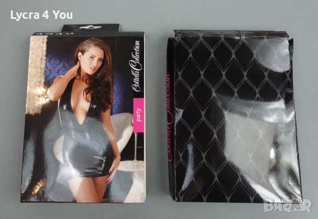 Cottelli Collection XL (EU 48-50) еротична къса рокля с кожен/мокър ефект, снимка 7 - Бельо - 52958685