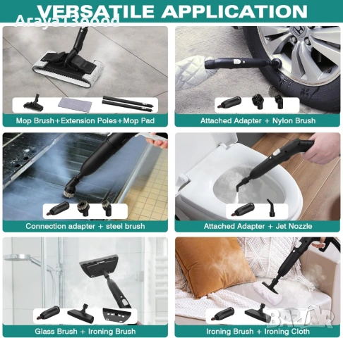 Парочистачка с 23 аксесоара за многофункционално почистване KROQO SW618-D, снимка 6 - Парочистачки и Водоструйки - 54065793