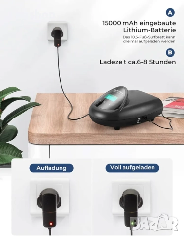 Нова електрическа SUP помпа DEERFAMY 15000 mAh, 20 PSI, акумулаторна, за SUP, бързо зареждане ..., снимка 4 - Друга електроника - 52077859