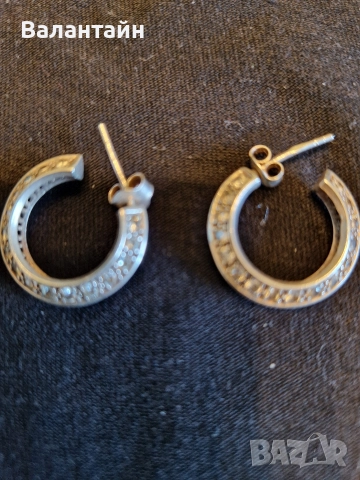 Сребърни обеци старинни, снимка 2 - Обеци - 40489889