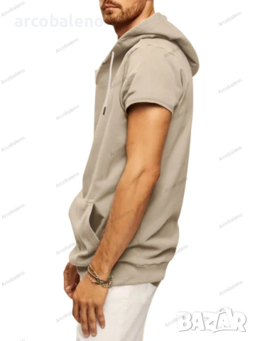 Мъжка ежедневна тениска с качулка и къс ръкав, 5цвята , снимка 4 - Тениски - 40243201