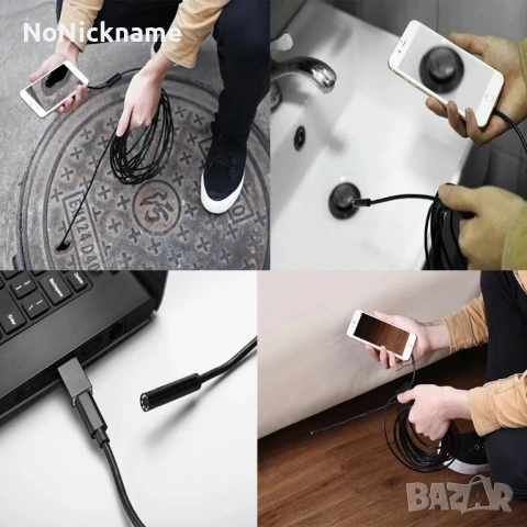 Ендоскоп с Твърд Кабел Водоустойчив Бороскоп Камера USB OTG 5.5mm 2м Hard cable, снимка 10 - Камери - 48530534