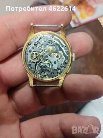 ПОЗЛАТЕН ШВЕЙЦАРСКИ ЧАСОВНИК ХРОНОГРАФ - B. W. C. 17 КАМЪКА , снимка 5 - Мъжки - 53657422