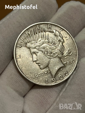 1 долар 1922 г, САЩ / Peace Dollar - сребърна монета, снимка 3 - Нумизматика и бонистика - 52929872