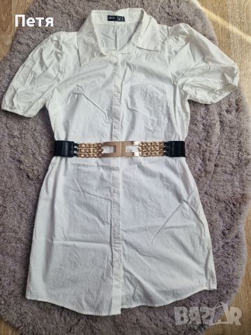 дамска бяла риза рокля shein , снимка 1 - Сукмани - 45239853