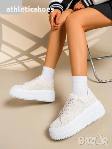 Дамски маратонки на платформа от текстилна дантела, снимка 4 - Маратонки - 34237394