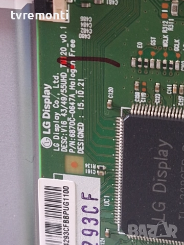 T-CON 6870C-0647A 6871L-4293E .за 43-инчов телевизор LG Модел 43UH6107 , с дисплей HC430DGN-SLNX5-51, снимка 3 - Части и Платки - 52365004