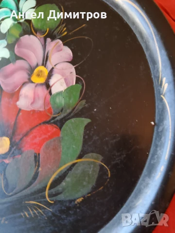 Страхотен поднос рисуван маслени бои , снимка 8 - Антикварни и старинни предмети - 51084341