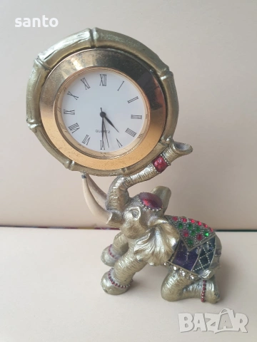 Бронзово слонче Часовник, снимка 2 - Антикварни и старинни предмети - 53244493