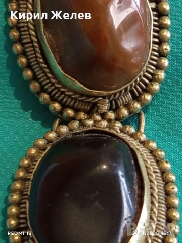 Част от ВИНТИДЖ ГРИВНА с ДВА ОВАЛНИ КАМЪКА ФИЛИГРАН АХАТ 52184, снимка 7 - Други ценни предмети - 52480559