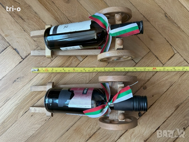 Дървени декорации Черешово топче с малка бутилка вино, снимка 5 - Декорация за дома - 51966408