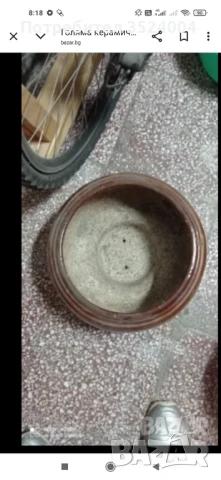 Голяма широка керамична саксия ползвана само 3 месеца , снимка 2 - Саксии и кашпи - 50611356